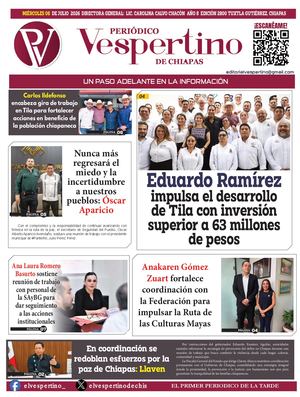 Periodico El Vespertino De Chiapas 08 Julio