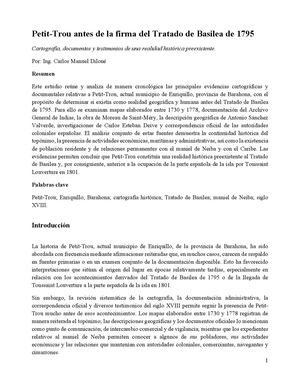Petit Trou Antes De La Firma Del Tratado De Basilea