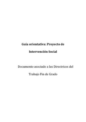 Guía Orientativa De Elaboración De Proyecto Intervención