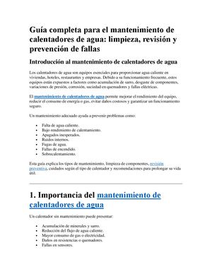 Guía Completa Para El Mantenimiento De Calentadores De Agua