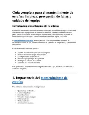 Guía Completa Para El Mantenimiento De Estufas