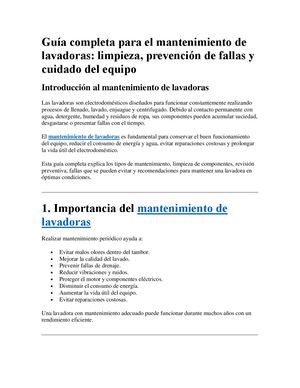 Guía Completa Para El Mantenimiento De Lavadoras