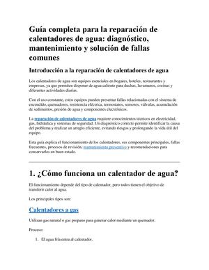 Guía Completa Para La Reparación De Calentadores De Agua
