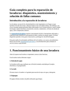 Guía Completa Para La Reparación De Lavadoras