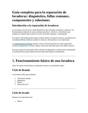 Guía Completa Para La Reparación De Lavadoras