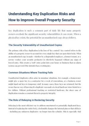 Understanding Key Duplication Risks And How To Improve Overall Property Security 1