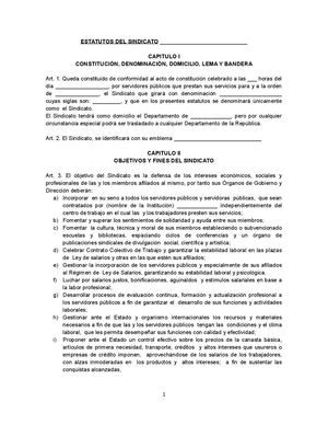 Formato Estatutos Sindicato Servidores Publicos
