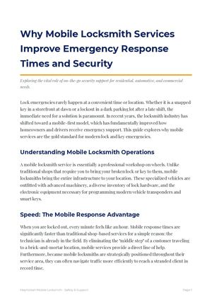 Why Mobile Locksmith Services Improve Emergency Response Times And Security
