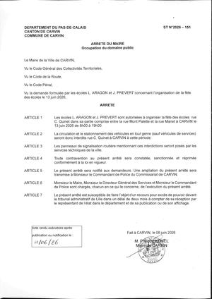 OCCUPATION DU DOMAINE PUBLIC - RUE C. QUINET - ECOLES ARAGON ET PREVERT