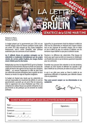 Lettre spéciale - Budget 2026