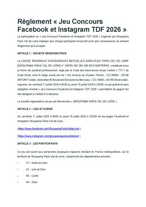 Reglement Jeu Concours Tdf 2026