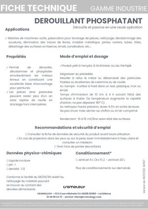 Fiche Technique Derouillant Phosphatant