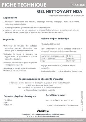 Fiche Technique Gel Nettoyant Nda