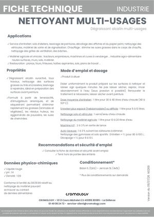 Fiche Technique Nettoyant Multi Usages