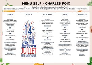 Menu Self Cfx S3 ÉTé