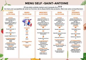 Menu Self Du 13 07 2026 Au 17 07 2026