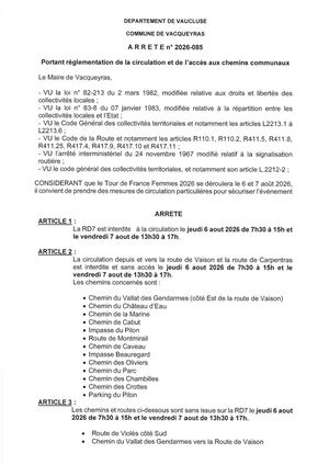 Arrêté Tour De France 6 Et 7 Aout