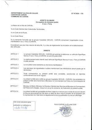 OCCUPATION DU DOMAINE PUBLIC - 4 RUE J. FERRY - C. HOSPITALIER DE SECLIN CARVIN