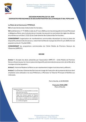 DM 20 2026 - DPS Pour Fête De La Musique Et Bal Populaire