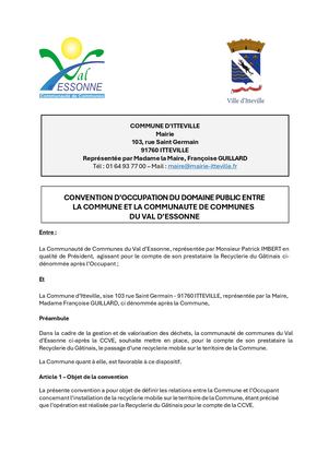 DM 23 2026  - Annexe - Signature Convention Occupation Du Domaine Public Avec La CCVE - Recyclerie Mobile 26 09