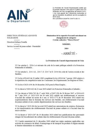 Diminution De La Capacité D'accueil Entraînant Un Changement De Catégorie Crèche Collective Pierre Perret Miribel