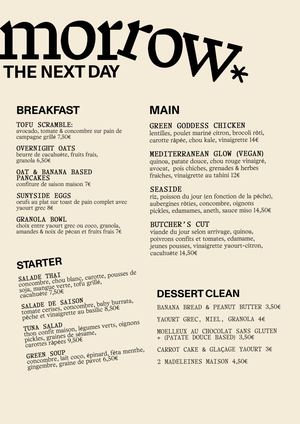 Menu Morrow