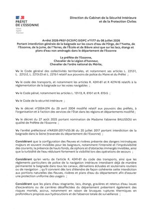 ARRETE INTERDICTION BAIGNADES