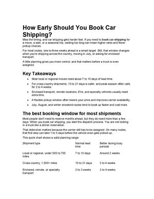 Ultimate Guide to Timing Your Cross Country Car Shipping