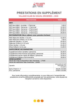 Orcières Tarifs 2026