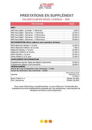 La Baule Tarifs 2026
