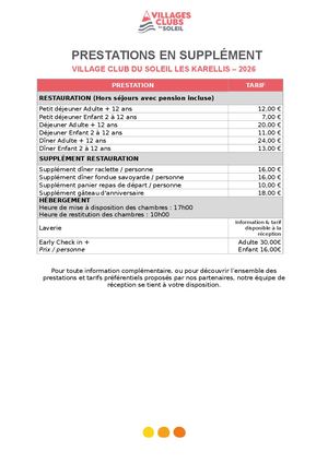 Les Karellis Tarifs 2026