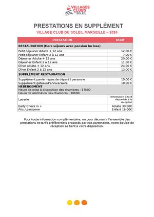 Marseille Tarifs 2026