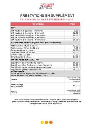 Les Menuires Tarifs 2026