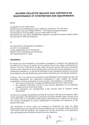 Accord Collectif Relatif Aux Contrats De Maintenance Et D'entretien Des éQuipements