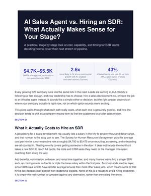 AI Sales Agent vs. Hiring an SDR: What Actually Makes Sense for Your Stage?