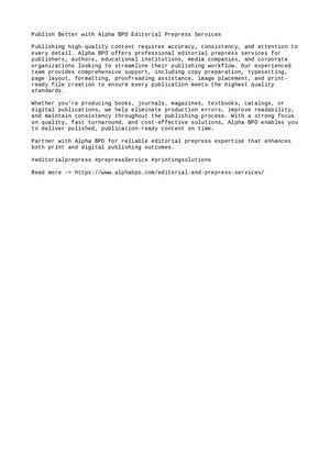 Editorial Prepress Services