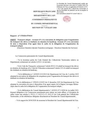 Transport Adapté Avenant N°1 à La Convention De Délégation