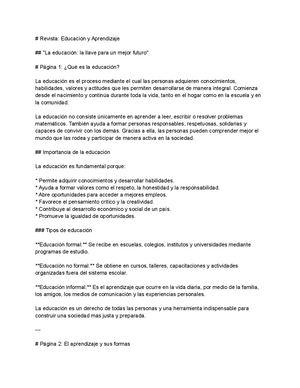 Revista Educación Y Aprendizaje