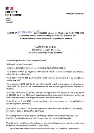 Arrêté Du 090726 jusqu'au 15 07 2026