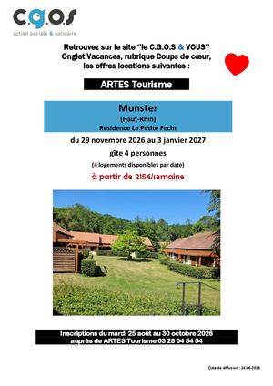 Coups de coeur - Vacances CGOS 2026-2027