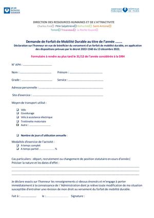 Formulaire De Demande Forfait Mobilité Durable