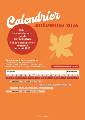 Automne 2026 Calendrier colos