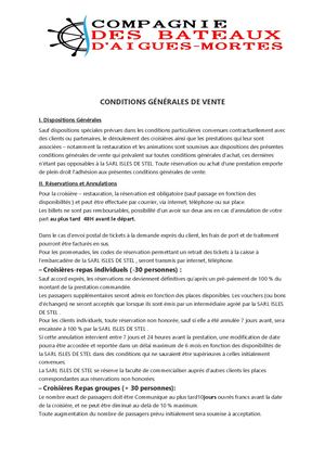 Generales De Vente 2026