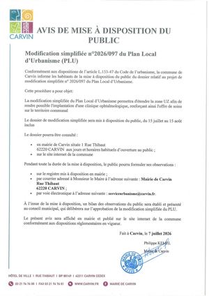 Modification PLU 2026 - Arrêté du Maire