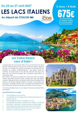 Lacs Italiens / Du 23 au 27 avril 2027