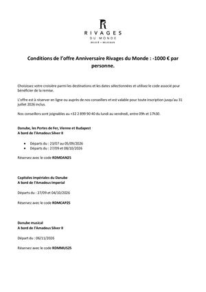 Conditions BEFR - Offre 25 ans RDM