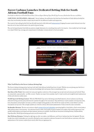 Soccer Laduma Launches Dedicated Betting Hub for South African Football Fans