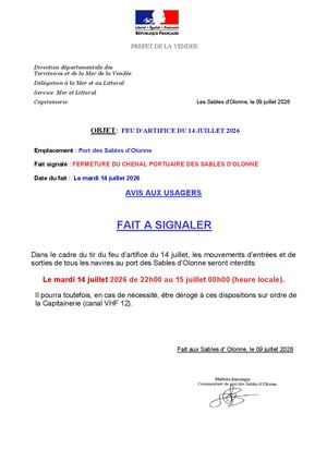2.Avis Aux Usagers Feu D'artifice Du 14 Juillet 2026