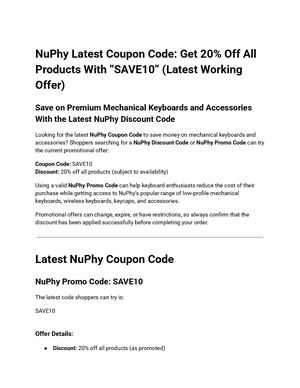 NuPhy Latest Coupon Code: 'SAVE10' Gives You 20% Discount On All Products (Latest Working Offer)