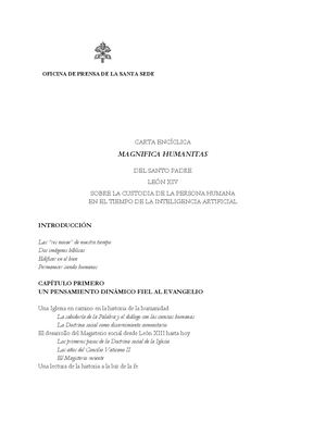 Magnifica Humanitas Texto Completo Español